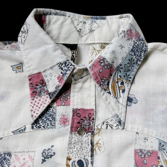 70s vintage Lee western shirt pointed collar buttonup snap patchwork pattern. - Picture 5 of 6